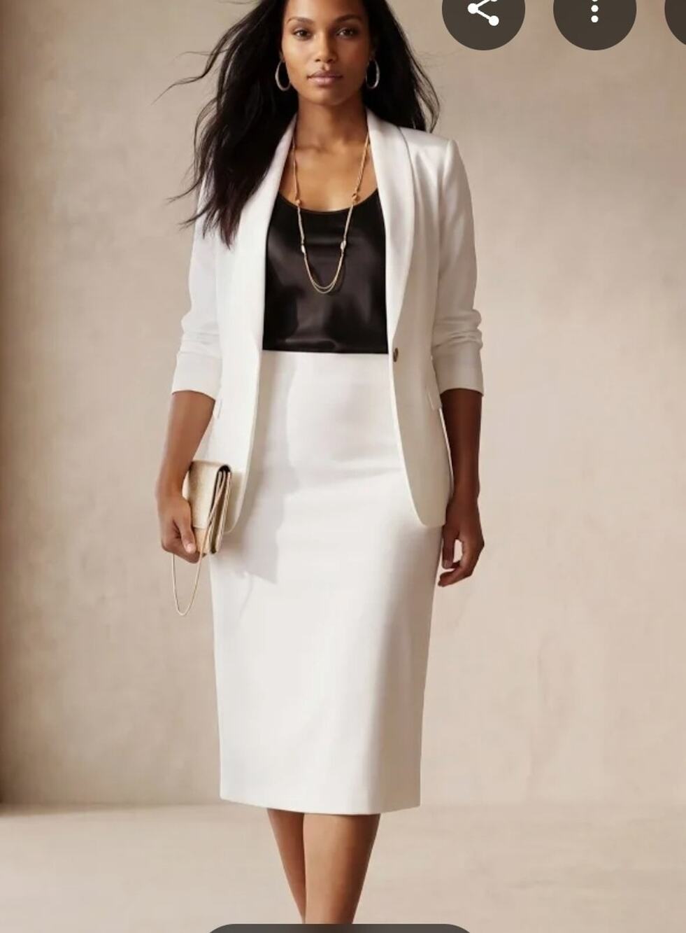 Jessica London 22W White 2 Pc Skirt Suit Set Blazer Jacket Pencil Skirt NWOT Plu
